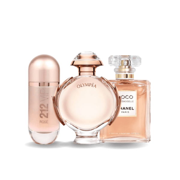 Combo van 3 geuren - 212 VIP Rosé af Carolina Herrera, Olympéa af Paco Rabanne og Coco Mademoiselle af Chanel